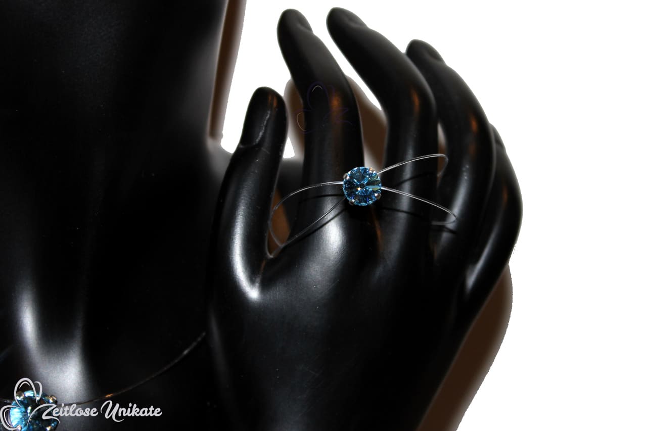 schwebender Stein Armband, passend zur Nylonkette hellblau - aqua