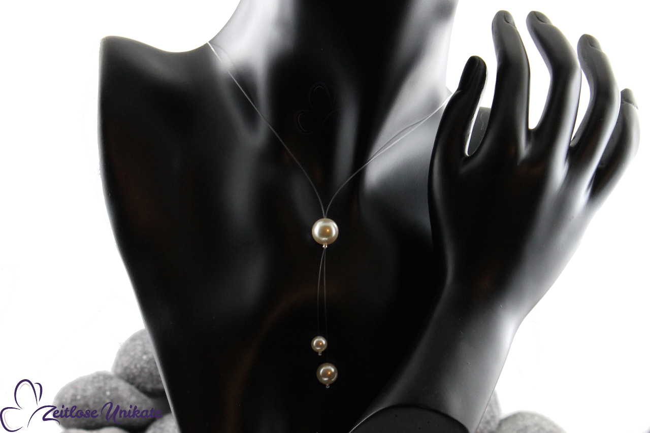 transparente Brautkette, schwebende Perlen