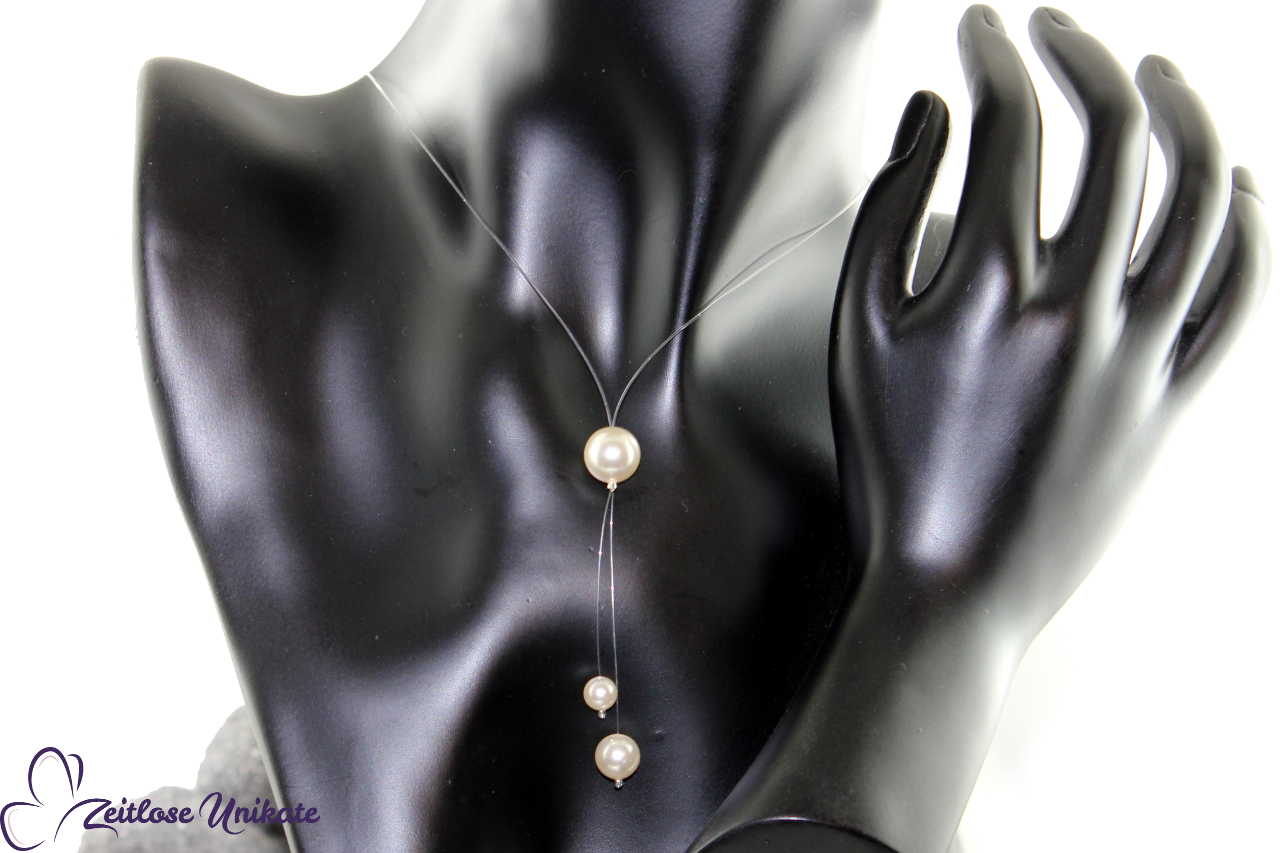 transparente Kette aus Swarovski® Crystal Pearls - schwebende Perlen