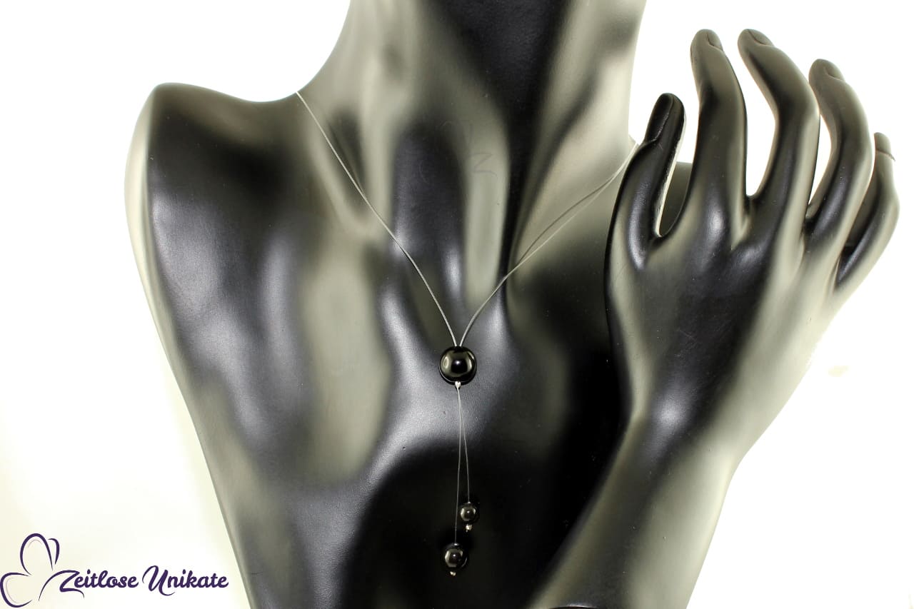transparente Kette aus Swarovski® Crystal Pearls - schwebende Perlen